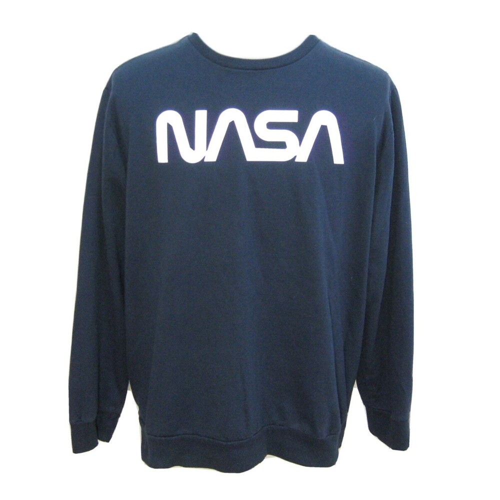 NASA Mens (Size XXL) Dark Blue Long Sleeve Logo Graphic Astronomy T-Shirt Cotton